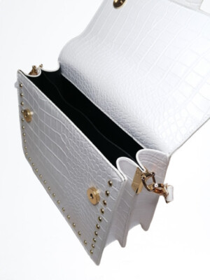 Sac à Main Bandoulière Mogano Paris En Cuir PU Effet Serpent Blanc - Neuf Avec étiquettes
