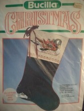 BUCILLA Counted Cross Stitch CHRISTMAS GOOSE Stocking Kit 82510 Velveteen 18"