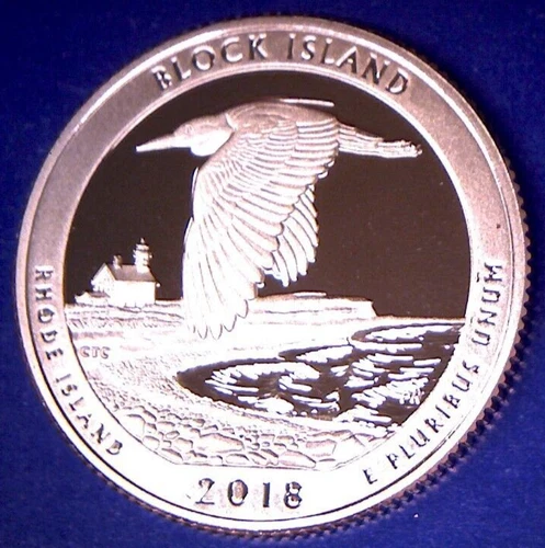 2018-S America the Beautiful Quarters Block Island Proof — photo from the most recent tracked eBay sale
