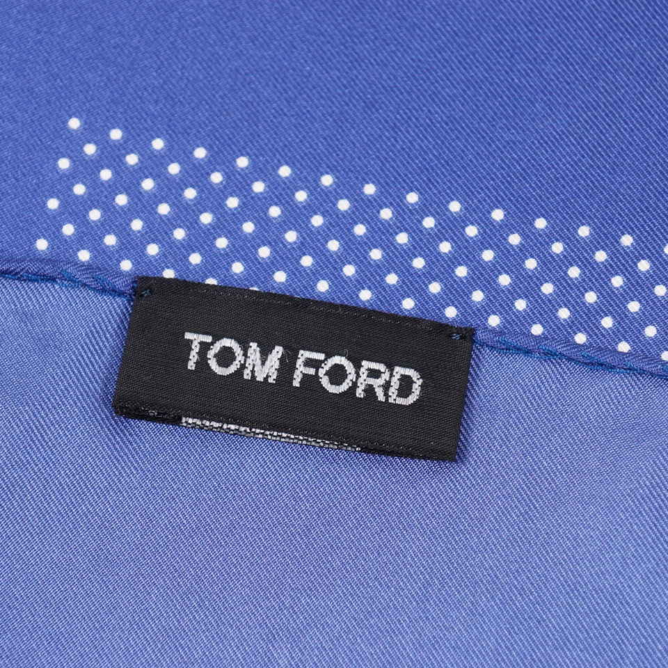 New $180 TOM FORD Blue and White Pin Dot Print Silk Pocket Square - Image 4 of 4