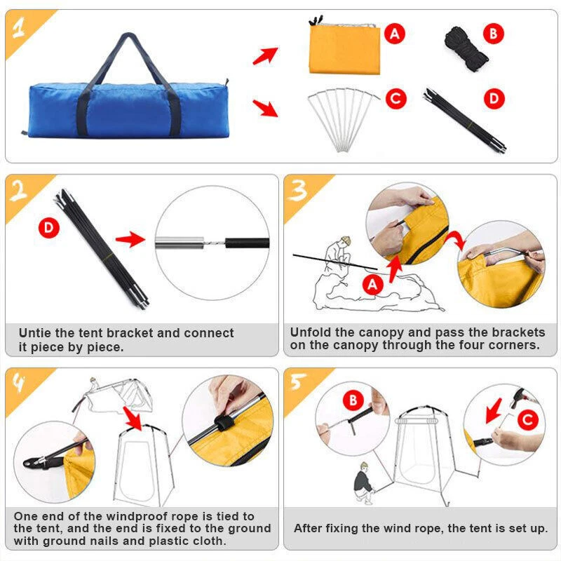 Portable Shower Tent Outdoor Camp Tent Privacy Shower Toilet Changing Hiking - Image 2 of 4