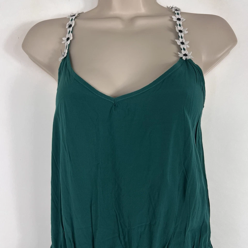 Mimi Chica Romper Women's Large Sleeveless Tank w/ Shorts Lightweight Green - Image 2 of 4
