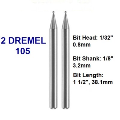 2 DREMEL AUTHENTIC TUNGSTEN ENGRAVING CUTTER BIT 105, 1/8