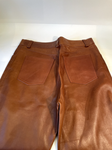 Súper Suave Medio Marrón DAKS London Mujer Lujo Cuero Real Pantalón - Imagen 6 de 12