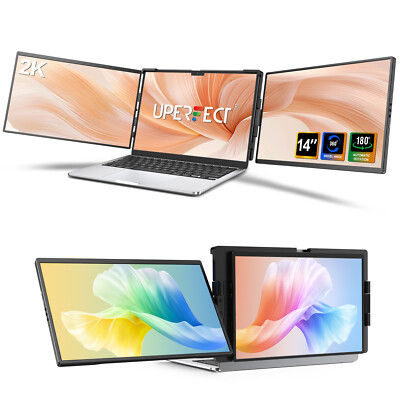 14'' 2K Tri-Screen Laptop Monitor Extender Triple Display Kompatibel mit Mac Wins