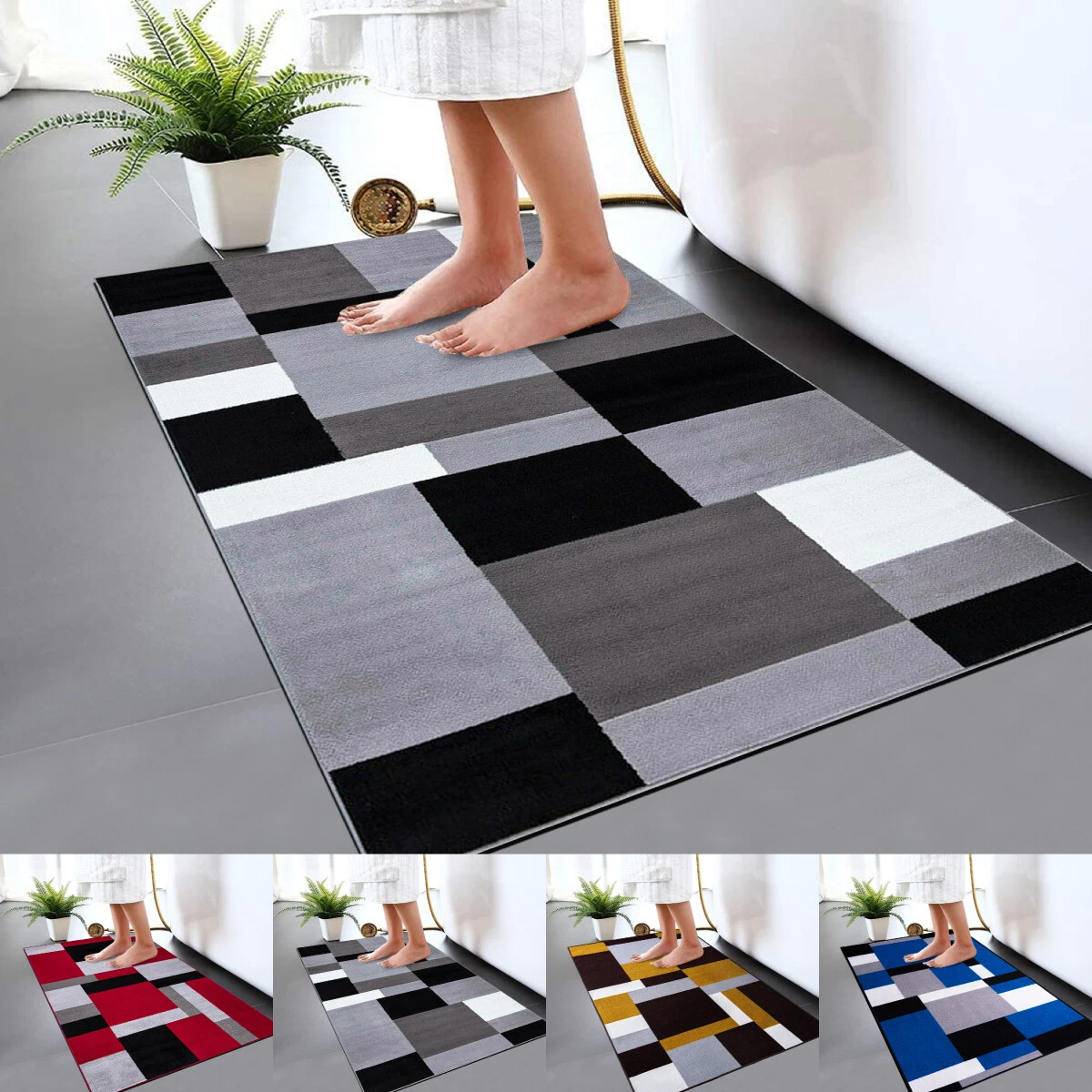 Non Slip Bath Mat Water Absorbent Toilet Pedestal Mats Small Large Bathroom  Rug