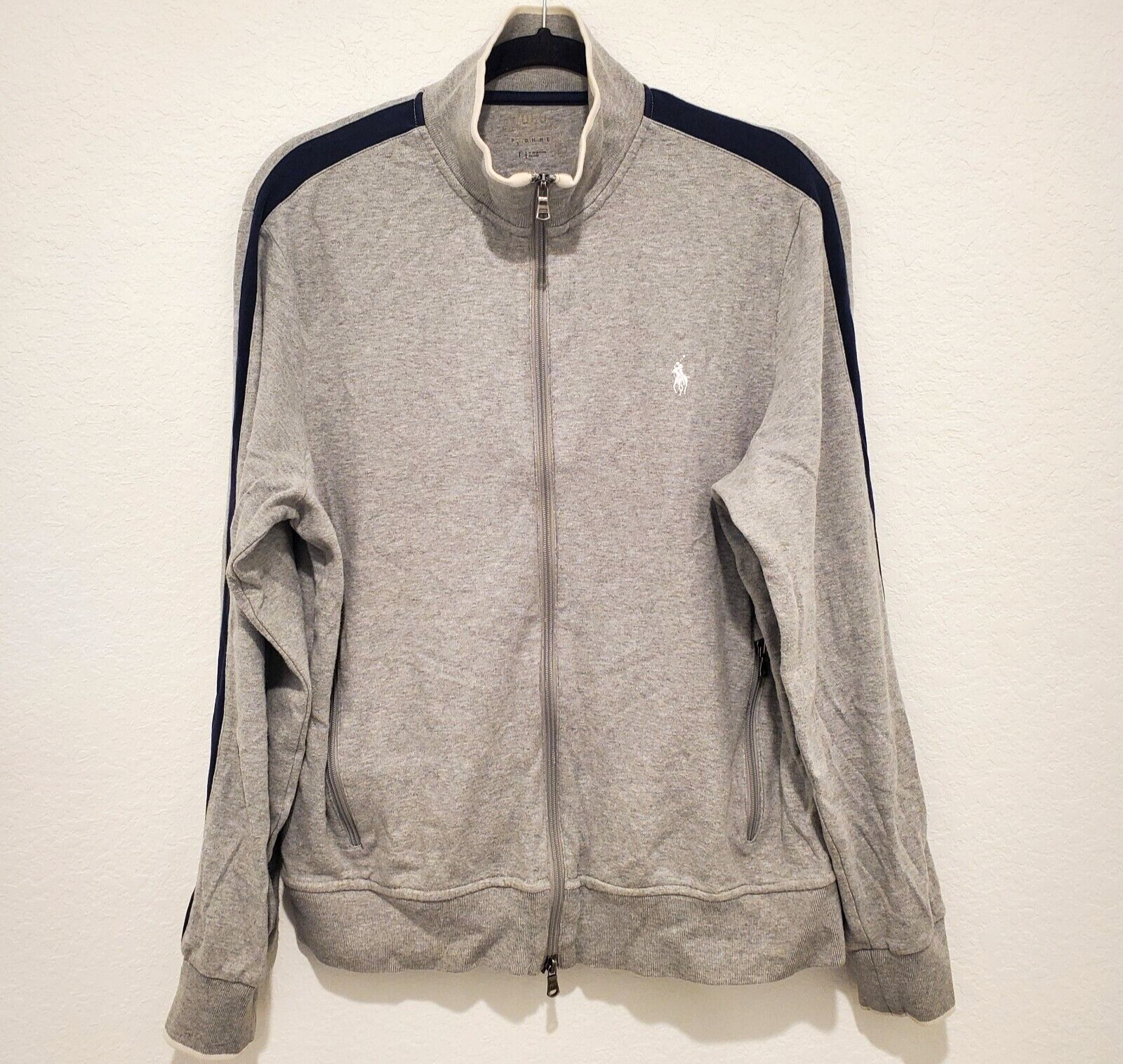 Polo Ralph Lauren Pony Performance Track Jacket Zip Grigio Blu Navy Righe Donna