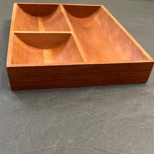 MCM Cherry Wood Divided Desk Tray Organizer Mid Century Eames Era - Picture 3 of 9