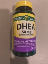 Spring Valley DHEA 50mg Tablets, Dietary Supplement, 50 Count, EXP 08/27