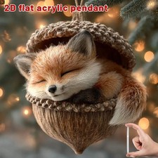 Forest Animal Acorn Ornament-Cozy Forest Christmas Ornament, 2D Flat Acrylic