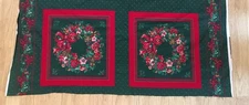 Cranston Floral Christmas Wreath Cut & Sew  Block Panel -  5 pairs = 10 Blocks