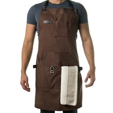 Chef and BBQ Apron with Bottle Opener and Hand Towel - 10oz Cotton Brown