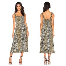 NEW Faithfull the Brand Noemie Midi Dress Le Cinq Animal Print Leopard Cheetah 4