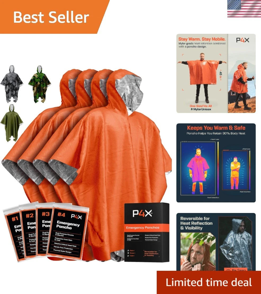 Compact Reusable Mylar Poncho - Waterproof Emergency Rain Gear for All Seasons
Opens in a new window