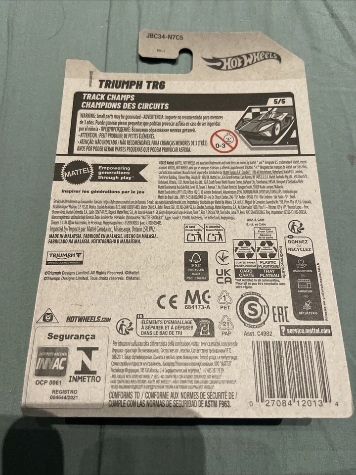 Hot Wheels 2025 Case Q Triumph TR6 Treasure Hunt RTH Grey - Int. Card #249 - Image 2 of 2
