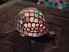 Tiffany Vintage style STAINED BLUE GLASS TURTLE LAMP vintage