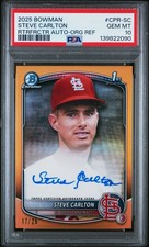 Steve Carlton 2025 Bowman Retrofactor Autograph Orange /25 PSA 10