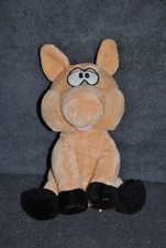 Peluche Doudou Cochon WALIBI Belgique Rose Saumon Noir Yeux Brodés 21 Cm TTBE