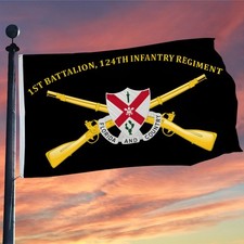 1st Battalion, 124th Infantry Regiment Flag 3x5Feet with Brass Grommets Man Cave