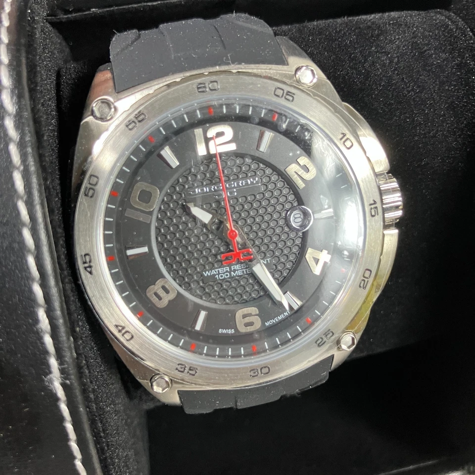 Reloj Jorg Gris JG8400 Esfera Negra - Nuevo - Correa Silicona Foto 2 de 4