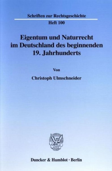 Eigentum Und Naturrecht Im Deutschland Des Beginnenden 19. Jahrhunderts. Christo-image