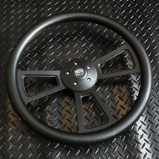 18" Big Rig Steering Wheel Matte Black Muscle with Carbon Fiber Vinyl Grip Wrap
