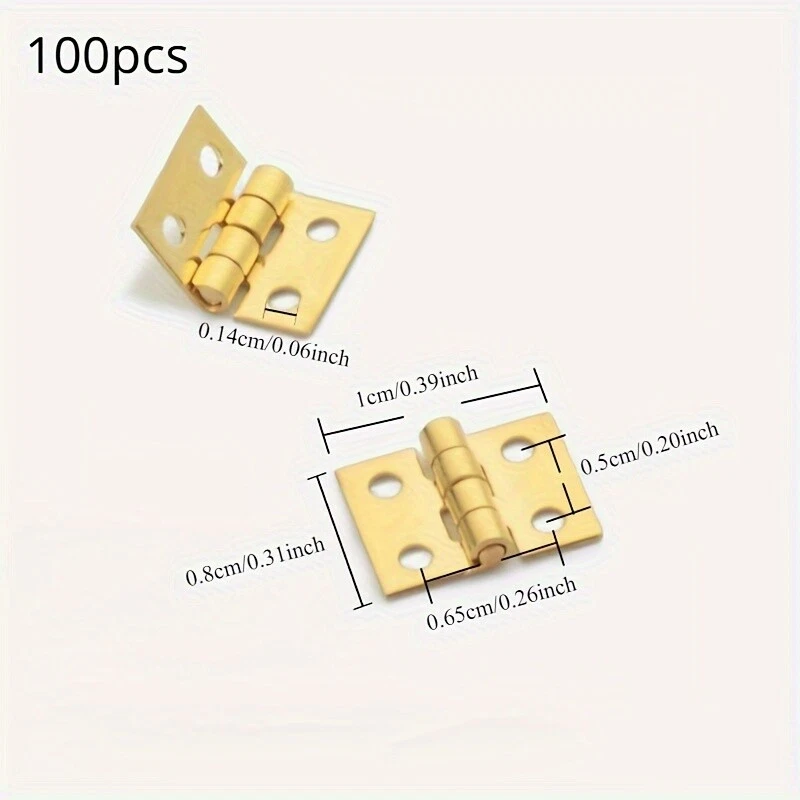 100 piezas mini bisagras de latón herrajes 10x8 mm para gabinete de caja de muebles en miniatura Foto 3 de 4