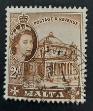 Malta: 1956 - Queen Elizabeth II Definitives - 2d Mosta Dome - Used Stamp