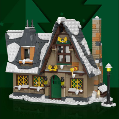 Mould King 16049 Christmas Cottage Model Kit Winter Snow House Building Sets