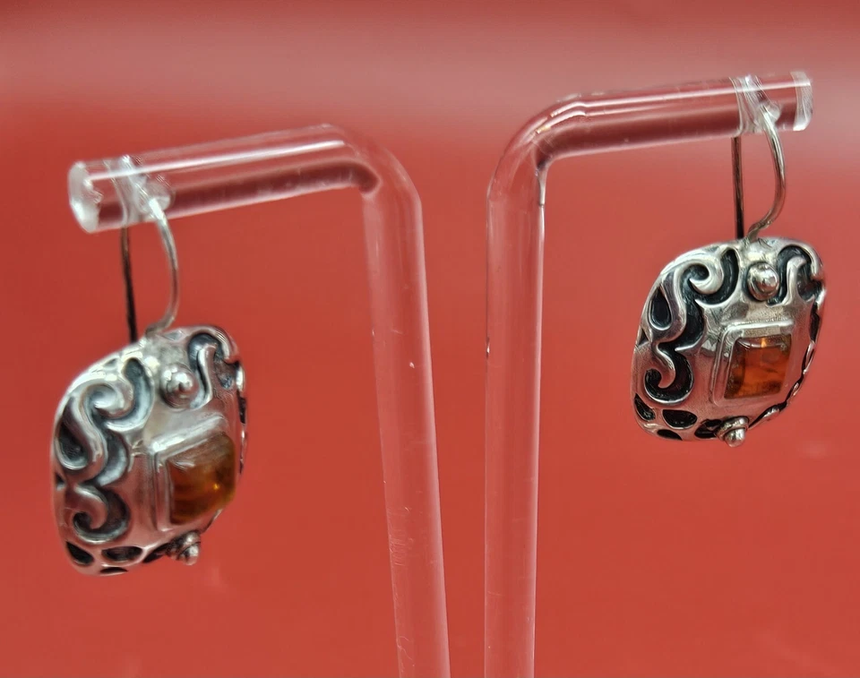 Brincos de prata esterlina âmbar silpada - Imagem 4 de 4