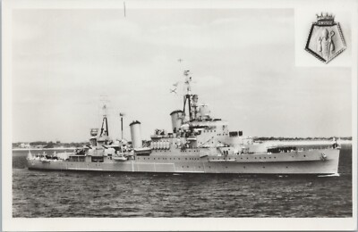 H.M.S. Glasgow Aircraft Carrier British Royal Navy RPPC Real Photo Postcard