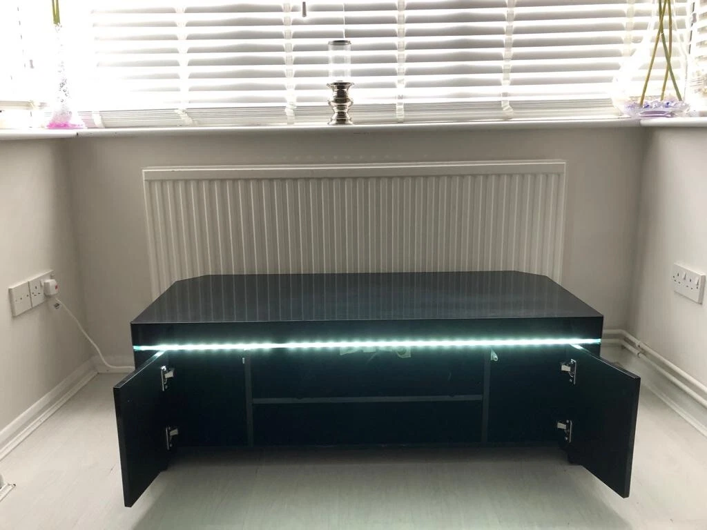 Black Atlantic High Gloss Corner TV Unit With LED Light eBay