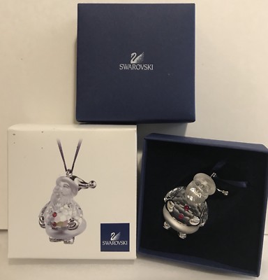 Swarovski Crystal Silver Mini Santa Claus Ornament New In Original