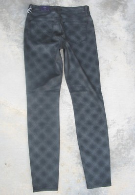 NEW NYDJ Mid-Rise Super Skinny Jeans Wm Sz 0 Black & Gray Print+Lift Tuck $168