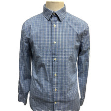 Banana Republic Wrinkle Resistant Slim Fit Men's Size M Blue Check Cotton Shirt