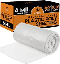Clear Poly Sheeting - 40x100 Feet   Heavy Duty, 6 Mil Thick Plastic Tarp