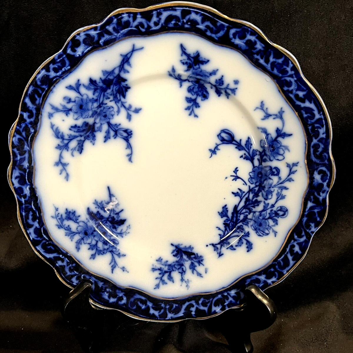 Set of 3 Touraine Stanley Pottery England Flow Blue 9 7/8” Dinner