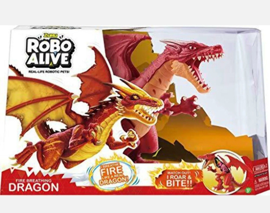 Robo Alive Ferocious Fire Breathing Dragon Red Battery