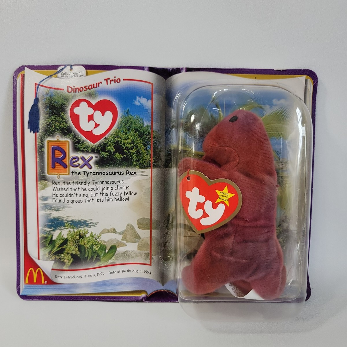 TY Rare McDonald’s Dinosaur Trio Rex The T-Rex Teenie Beanie Baby New SEALED