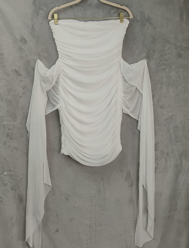 Club L London White Strapless Draped Ruched Mini Dress 6? Prom Dress Party - Bild 3 von 14