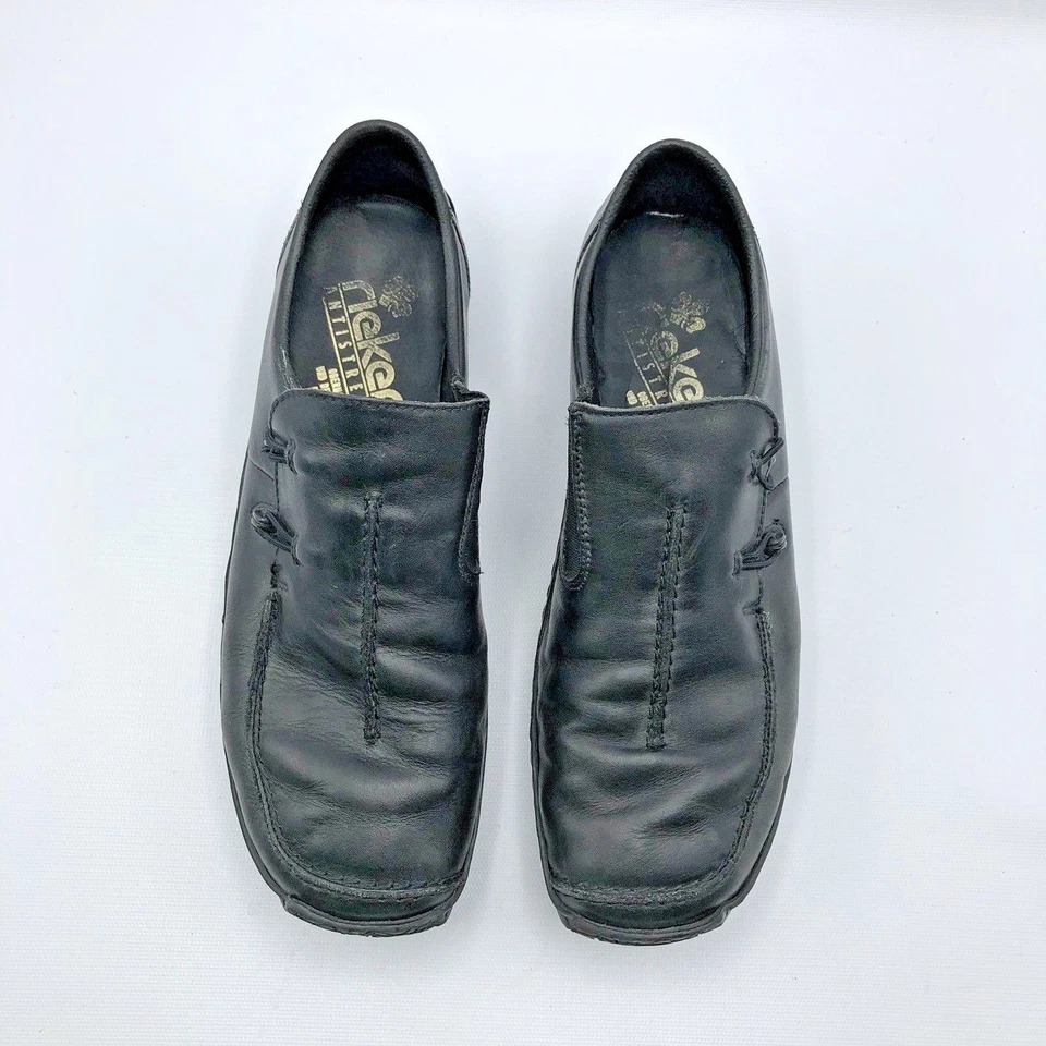Zapato plano sin cordones Rieker Antistress para mujer de cuero negro talla 9,5 usado Foto 2 de 4