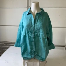 SPLENDID Dawson Button Down Shirt Women's Size M Turquoise