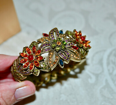 New $250 HEIDI DAUS ''MERCI BEAUCOUP  Breathless Crystal CUFF Bracelet Carnelian