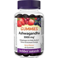Webber Naturals Ashwagandha Gummies Berry Adaptogen Reduce Stress 45 pcs NEW