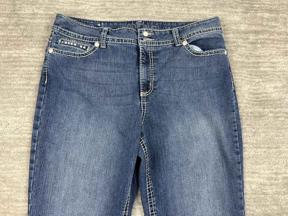 Code Bleu Jeans Womens 16 Blue Annette Stud Embroidery Sequin Back Flap Pockets - Image 2 of 4