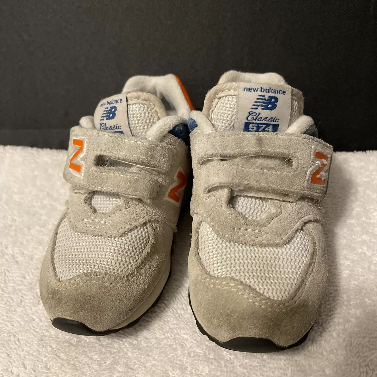 Explicación Diez Nebu New Balance IV574SN Size 6 Infant BABY Shoes Pre Own Grey Blue Orange | eBay