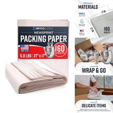 160 Sheets Newsprint Packing Paper 27" x 17" for Safe Moving Glass Protection