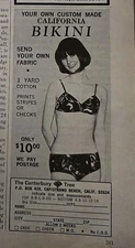 1970 Womens Custom Made California bikini swimsuit Vintage fashion Ad