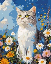 QUITEDEW Cat Paint by Numbers,Paint by Numbers Kit for Adults Flowers,Diy Colorf
