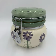 OGGI Airtight Ceramic Floral Food Storage With Polka Dots Daisies Clamp Closure